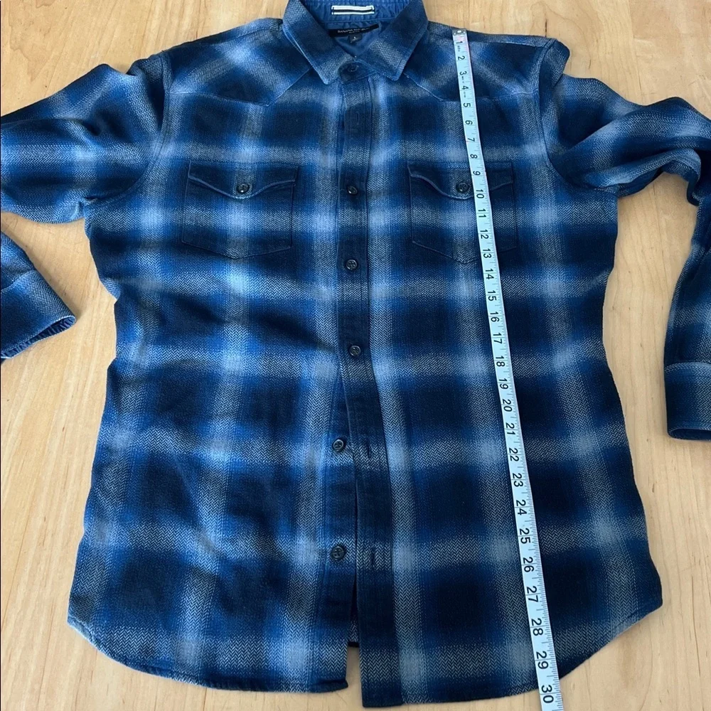 Banana Republic Navy and Light Blue Plaid Shirt